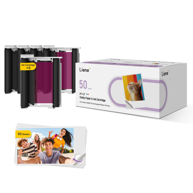 Refill Pack - 50x Dye-Sublimation Paper Sheets + 5x Ink Cartridges